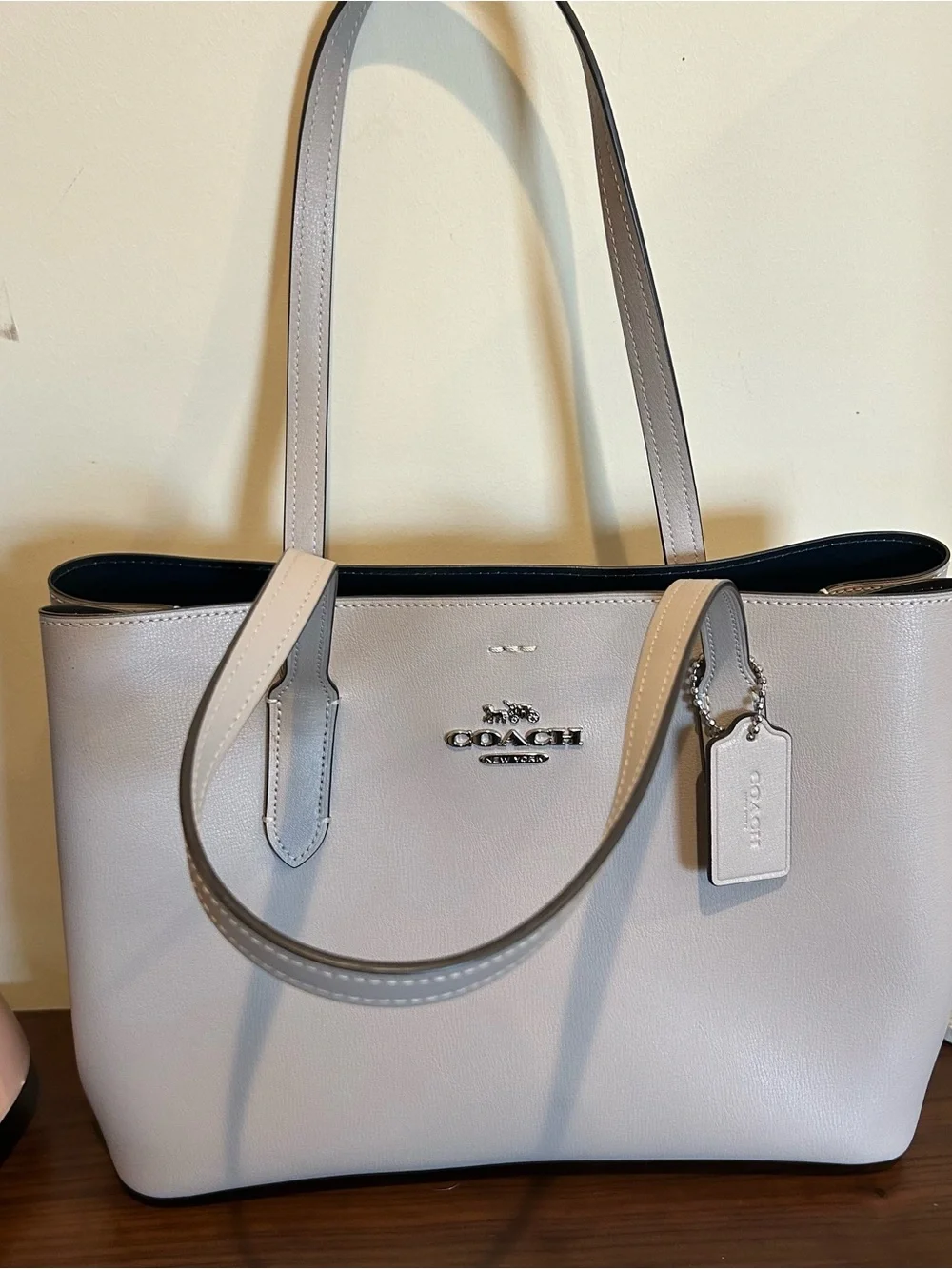 Coach Pebble Leather Tote in Light Beige